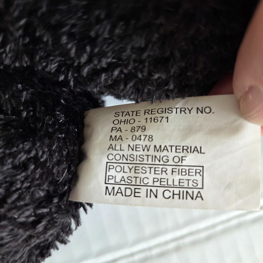 Yangjee Stuffed Plush Black Puppy Dog Red Collar Floppy Soft Beanbag 12" Vintage - Picture 11 of 12